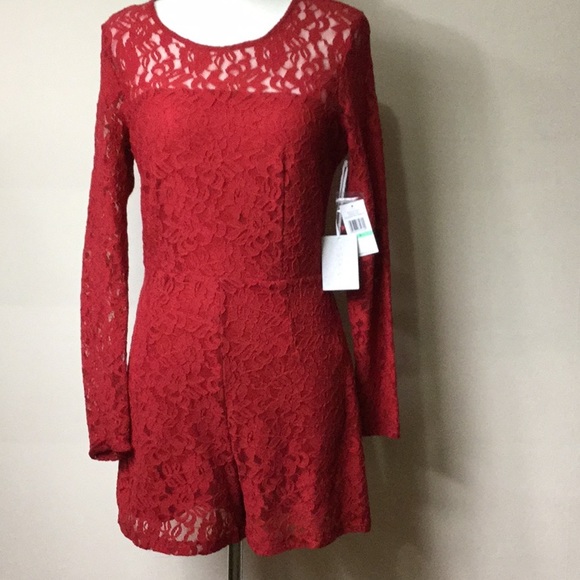 NWT 1. State Red Lace Romper - Picture 3 of 6